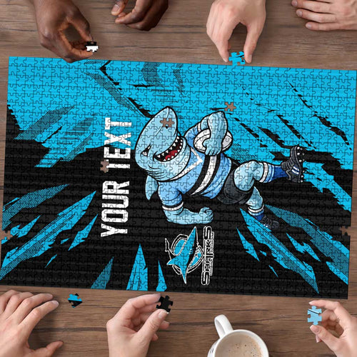 Personalized Cronulla Sharks Puzzle Dynamic Lightning Mascot Rugby Australia