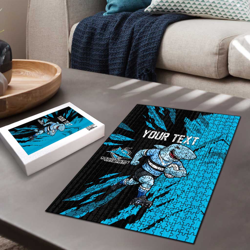 Personalized Cronulla Sharks Puzzle Dynamic Lightning Mascot Rugby Australia