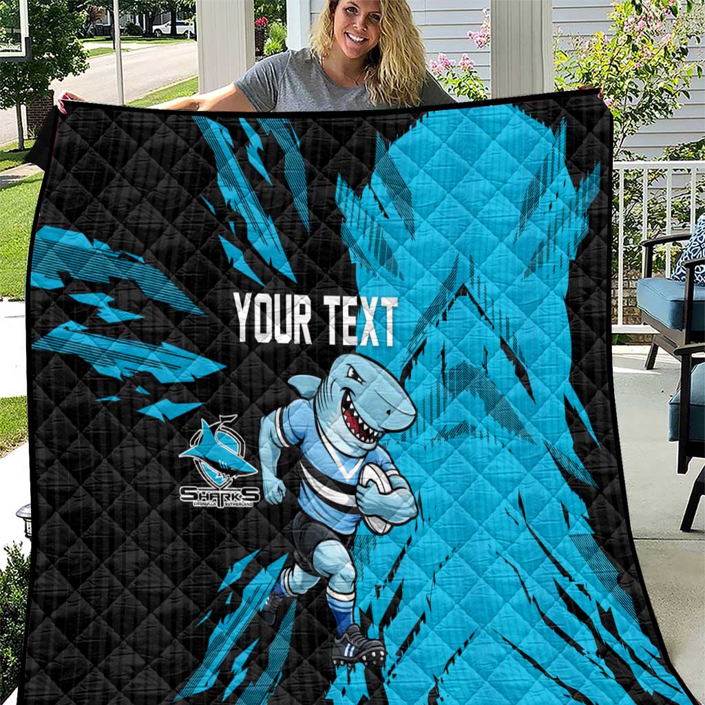 Personalized Cronulla Sharks Quilt Dynamic Lightning Mascot Rugby Australia