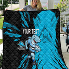 Personalized Cronulla Sharks Quilt Dynamic Lightning Mascot Rugby Australia