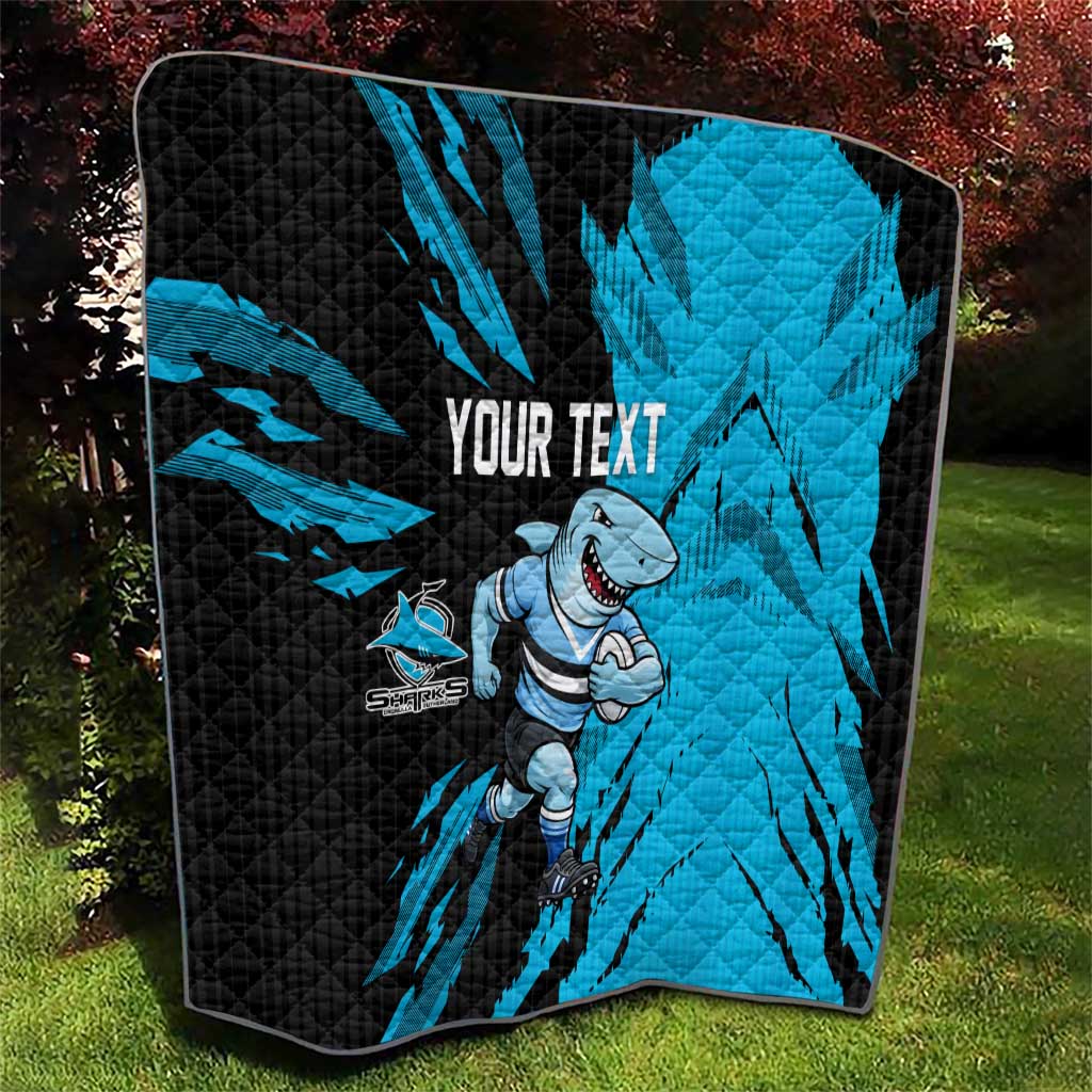 Personalized Cronulla Sharks Quilt Dynamic Lightning Mascot Rugby Australia