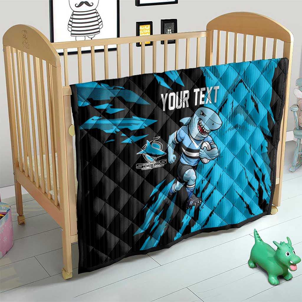 Personalized Cronulla Sharks Quilt Dynamic Lightning Mascot Rugby Australia
