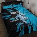 Personalized Cronulla Sharks Quilt Bed Set Dynamic Lightning Mascot Rugby Australia