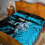 Personalized Cronulla Sharks Quilt Bed Set Dynamic Lightning Mascot Rugby Australia