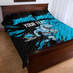 Personalized Cronulla Sharks Quilt Bed Set Dynamic Lightning Mascot Rugby Australia