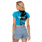 Personalized Cronulla Sharks Raglan Cropped T Shirt Dynamic Lightning Mascot Rugby Australia