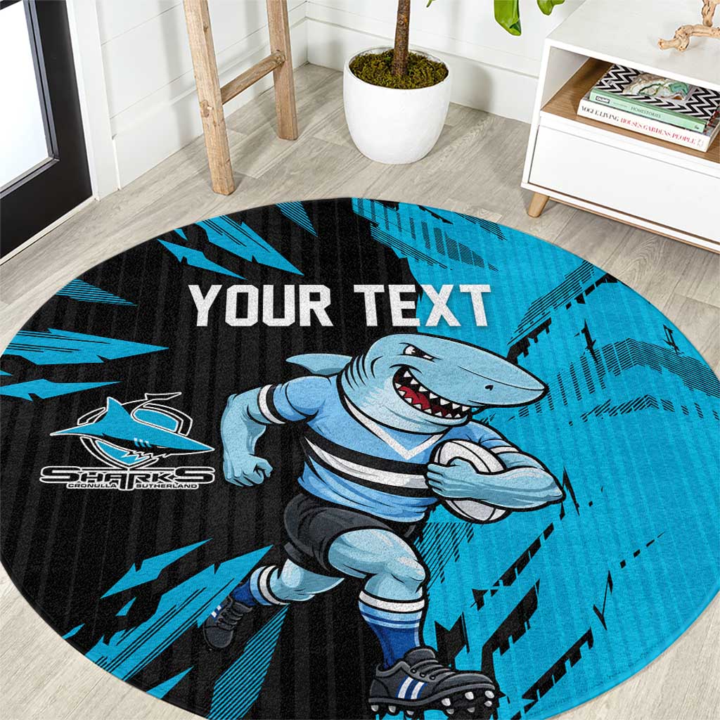 Personalized Cronulla Sharks Round Carpet Dynamic Lightning Mascot Rugby Australia