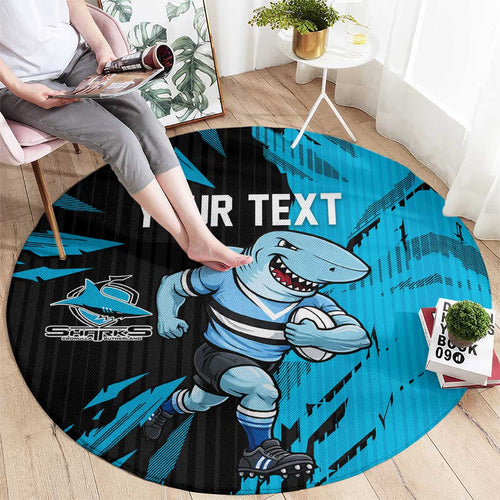 Personalized Cronulla Sharks Round Carpet Dynamic Lightning Mascot Rugby Australia