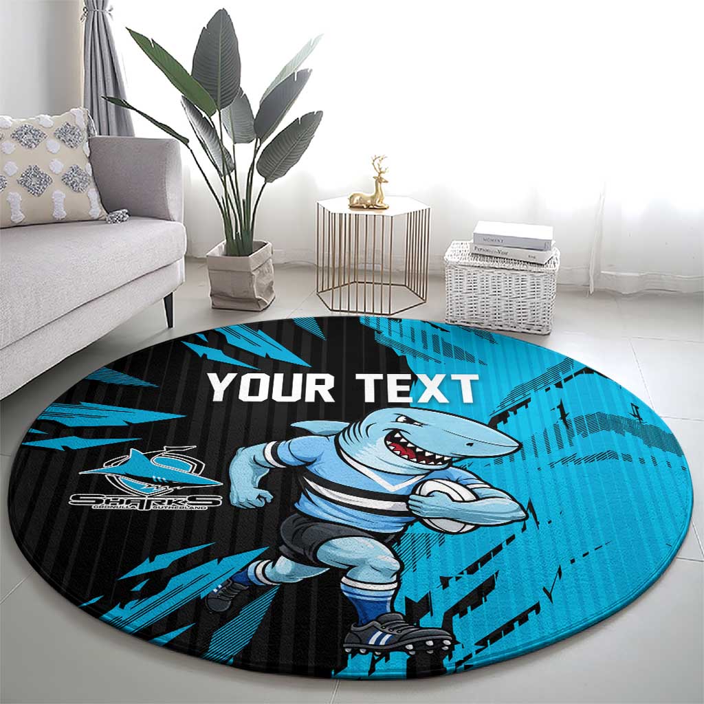 Personalized Cronulla Sharks Round Carpet Dynamic Lightning Mascot Rugby Australia