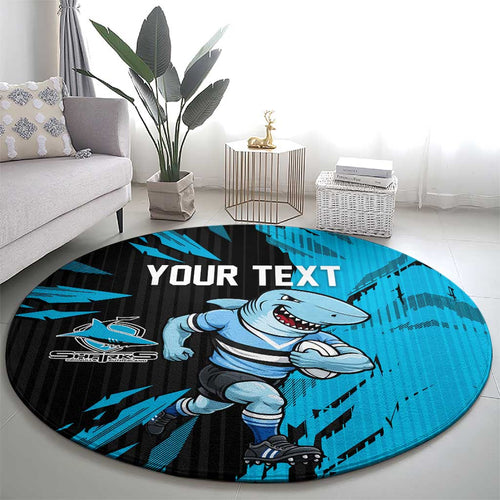 Personalized Cronulla Sharks Round Carpet Dynamic Lightning Mascot Rugby Australia
