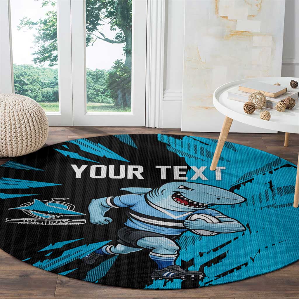 Personalized Cronulla Sharks Round Carpet Dynamic Lightning Mascot Rugby Australia
