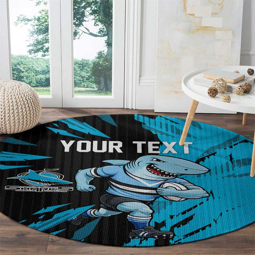 Personalized Cronulla Sharks Round Carpet Dynamic Lightning Mascot Rugby Australia