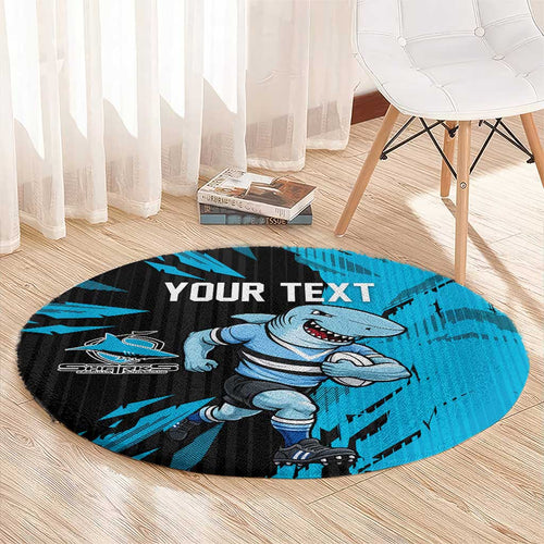 Personalized Cronulla Sharks Round Carpet Dynamic Lightning Mascot Rugby Australia