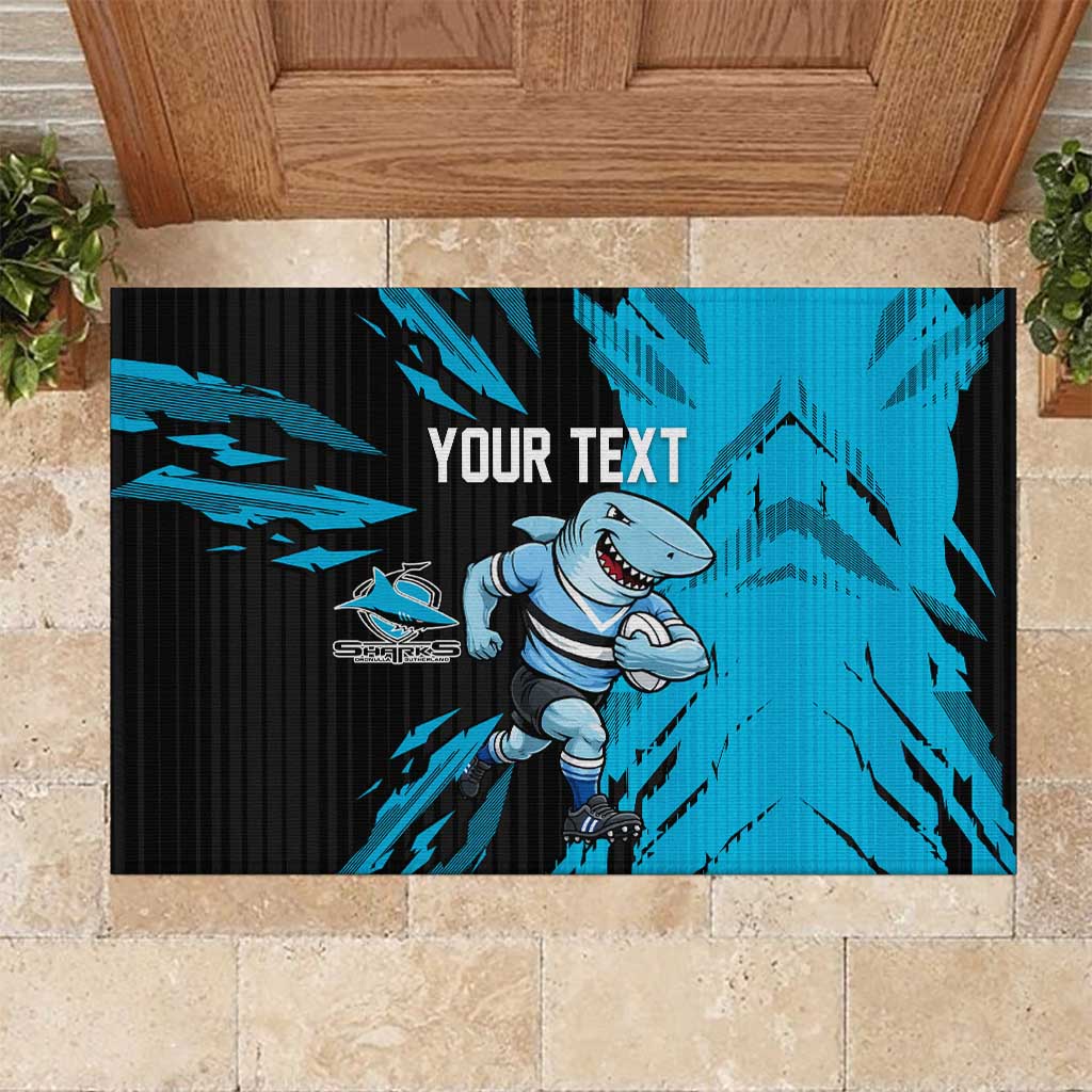 Personalized Cronulla Sharks Rubber Doormat Dynamic Lightning Mascot Rugby Australia