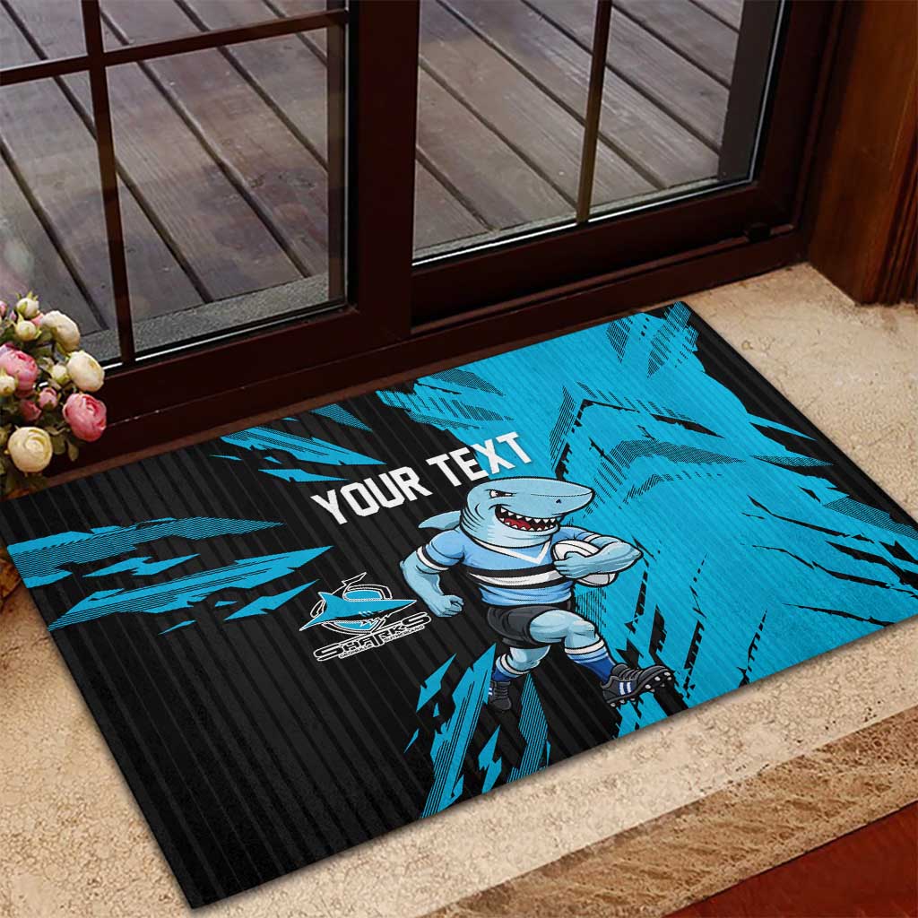 Personalized Cronulla Sharks Rubber Doormat Dynamic Lightning Mascot Rugby Australia
