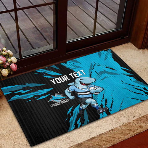 Personalized Cronulla Sharks Rubber Doormat Dynamic Lightning Mascot Rugby Australia