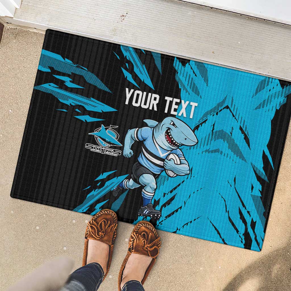 Personalized Cronulla Sharks Rubber Doormat Dynamic Lightning Mascot Rugby Australia