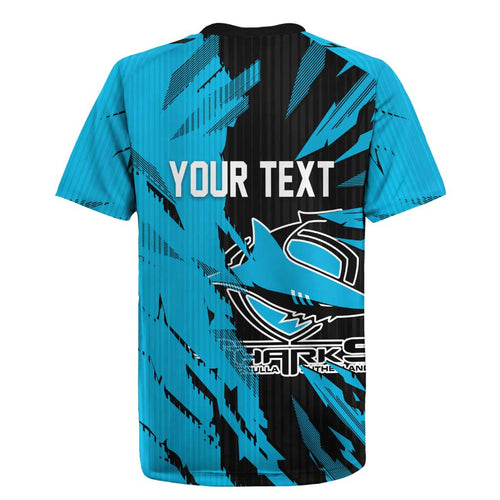 Personalized Cronulla Sharks Rugby Jersey Dynamic Lightning Mascot Rugby Australia