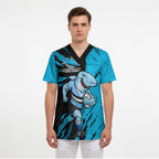 Personalized Cronulla Sharks Scrub Top Dynamic Lightning Mascot Rugby Australia