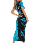 Personalized Cronulla Sharks Short Sleeve Bodycon Dress Dynamic Lightning Mascot Rugby Australia