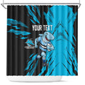 Personalized Cronulla Sharks Shower Curtain Dynamic Lightning Mascot Rugby Australia