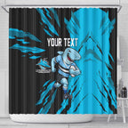Personalized Cronulla Sharks Shower Curtain Dynamic Lightning Mascot Rugby Australia