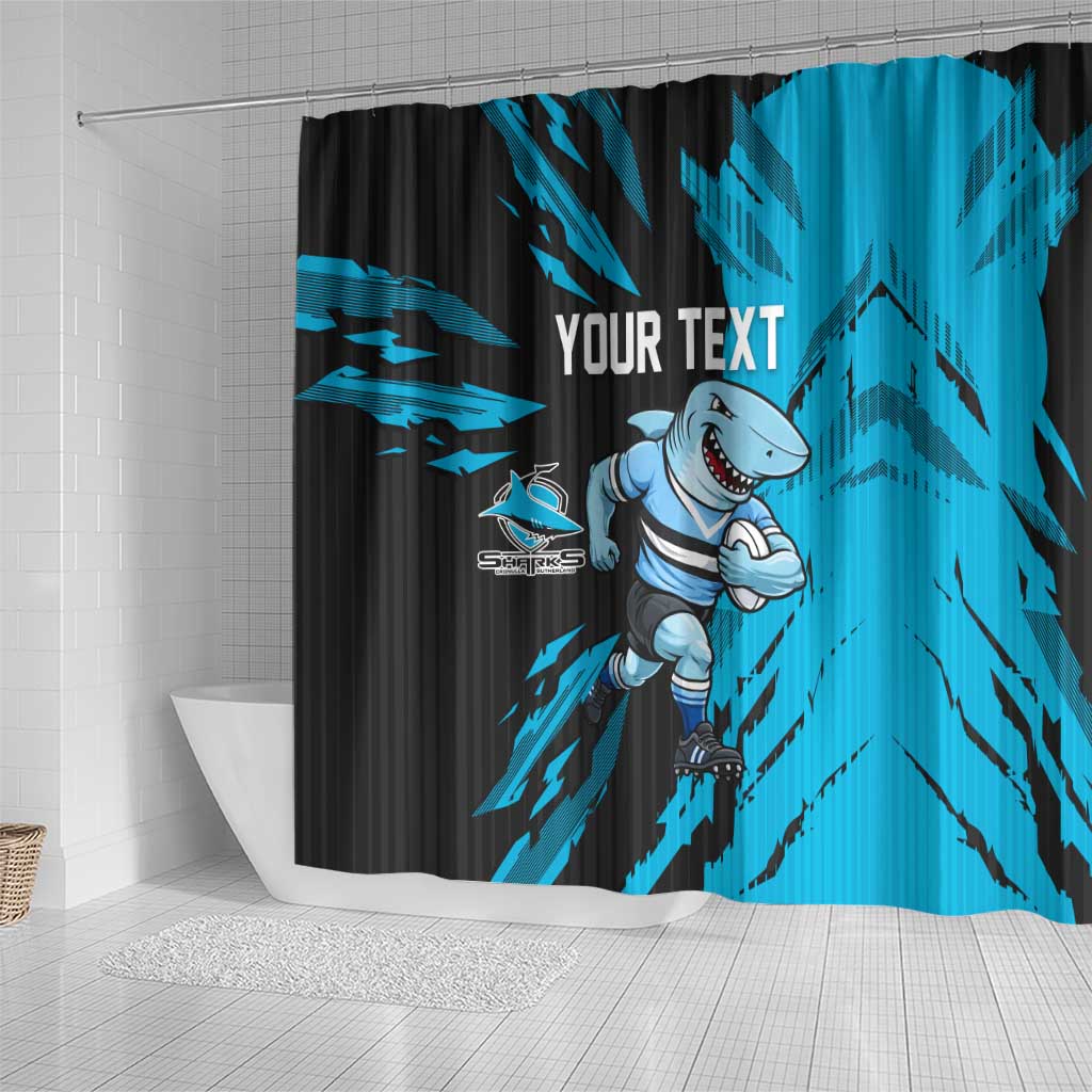 Personalized Cronulla Sharks Shower Curtain Dynamic Lightning Mascot Rugby Australia