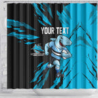Personalized Cronulla Sharks Shower Curtain Dynamic Lightning Mascot Rugby Australia