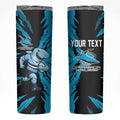 Personalized Cronulla Sharks Skinny Tumbler Dynamic Lightning Mascot Rugby Australia