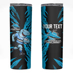 Personalized Cronulla Sharks Skinny Tumbler Dynamic Lightning Mascot Rugby Australia