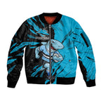 Personalized Cronulla Sharks Sleeve Zip Bomber Jacket Dynamic Lightning Mascot Rugby Australia