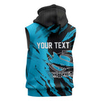 Personalized Cronulla Sharks Sleeveless Hoodie Dynamic Lightning Mascot Rugby Australia