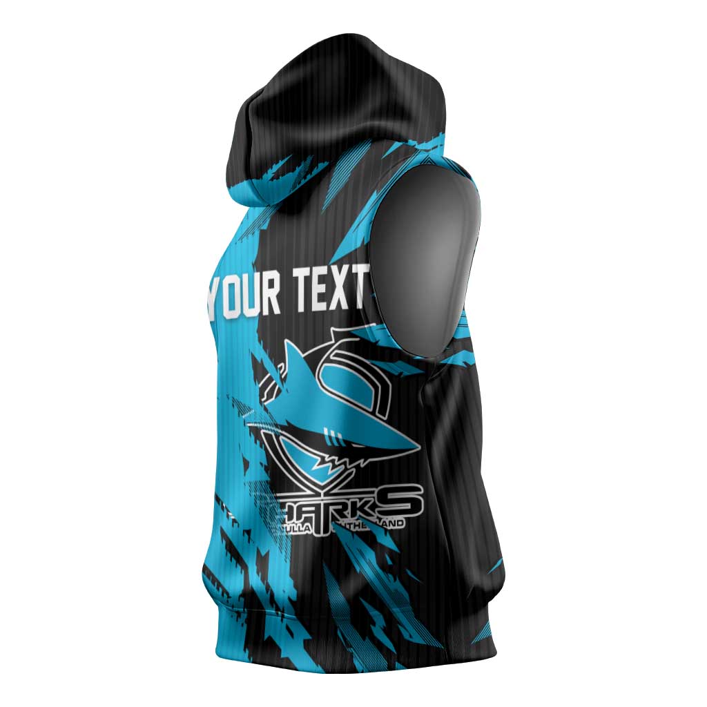 Personalized Cronulla Sharks Sleeveless Hoodie Dynamic Lightning Mascot Rugby Australia