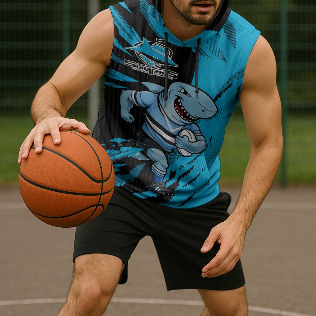 Personalized Cronulla Sharks Sleeveless Hoodie Dynamic Lightning Mascot Rugby Australia