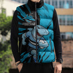 Personalized Cronulla Sharks Sleeveless Puffer Jacket Dynamic Lightning Mascot Rugby Australia