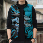 Personalized Cronulla Sharks Sleeveless Puffer Jacket Dynamic Lightning Mascot Rugby Australia
