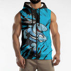 Personalized Cronulla Sharks Sleeveless Zip Hoodie Dynamic Lightning Mascot Rugby Australia