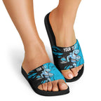 Personalized Cronulla Sharks Slide Sandals Dynamic Lightning Mascot Rugby Australia