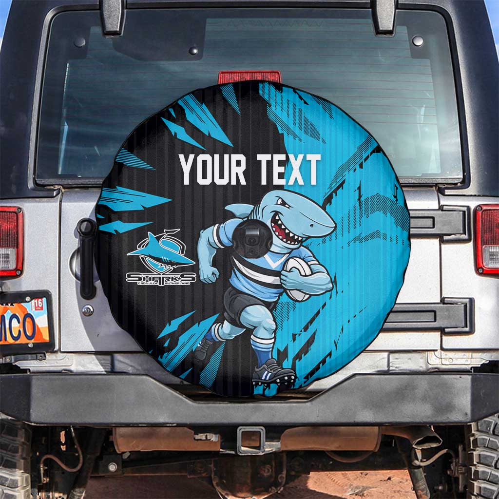 Personalized Cronulla Sharks Spare Tire Cover Dynamic Lightning Mascot Rugby Australia