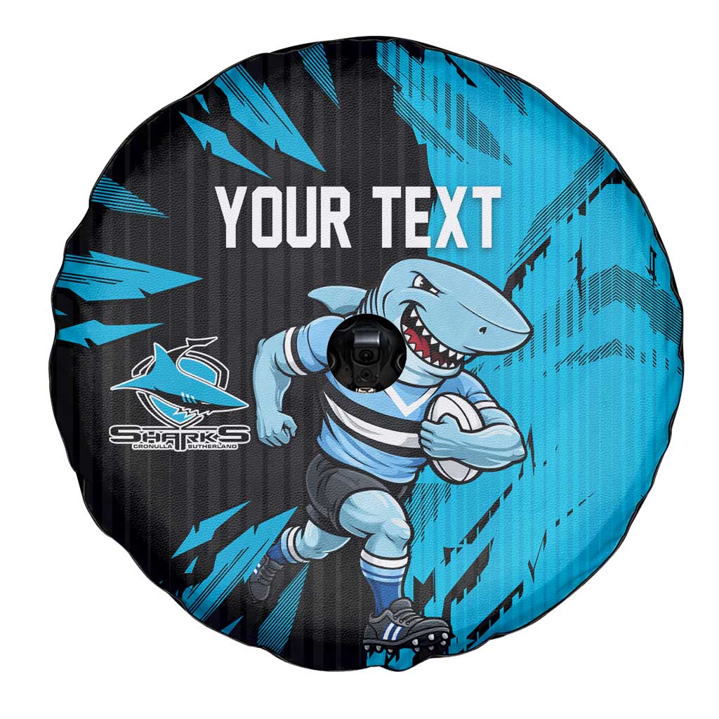 Personalized Cronulla Sharks Spare Tire Cover Dynamic Lightning Mascot Rugby Australia