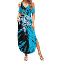 Personalized Cronulla Sharks Summer Maxi Dress Dynamic Lightning Mascot Rugby Australia