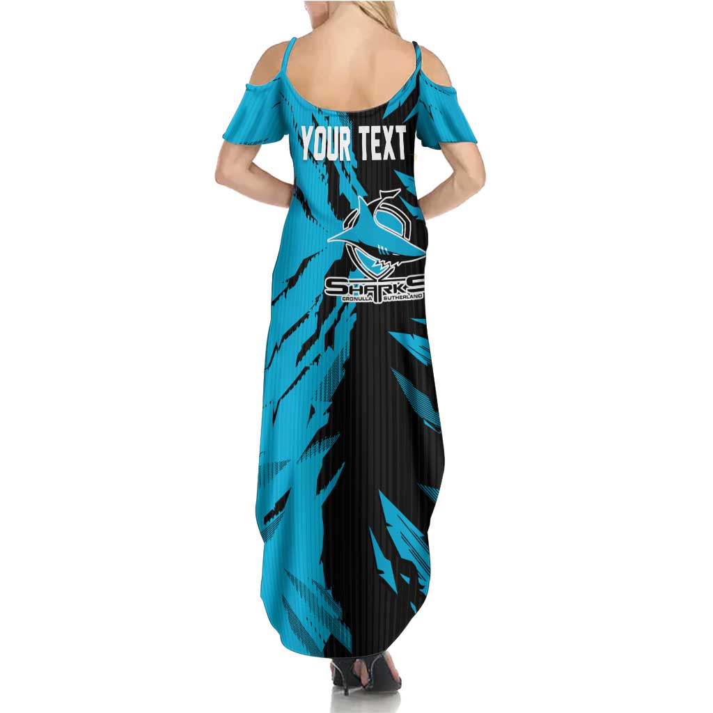 Personalized Cronulla Sharks Summer Maxi Dress Dynamic Lightning Mascot Rugby Australia