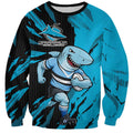 Personalized Cronulla Sharks Sweatshirt Dynamic Lightning Mascot Rugby Australia