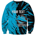 Personalized Cronulla Sharks Sweatshirt Dynamic Lightning Mascot Rugby Australia