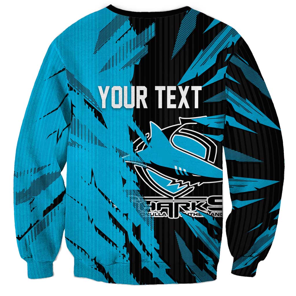 Personalized Cronulla Sharks Sweatshirt Dynamic Lightning Mascot Rugby Australia