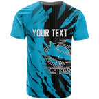 Personalized Cronulla Sharks T Shirt Dynamic Lightning Mascot Rugby Australia