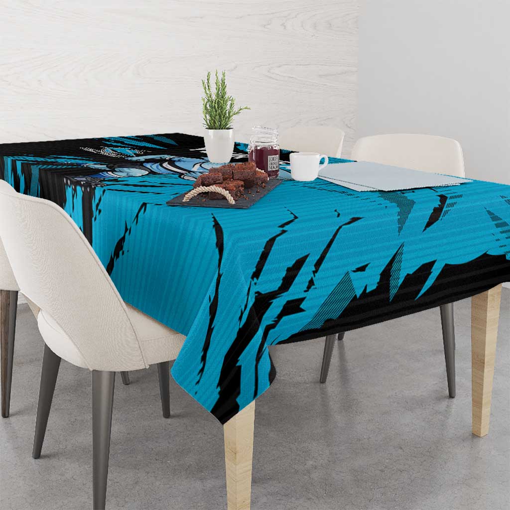 Personalized Cronulla Sharks Tablecloth Dynamic Lightning Mascot Rugby Australia