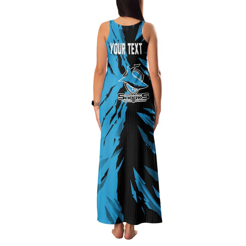Personalized Cronulla Sharks Tank Maxi Dress Dynamic Lightning Mascot Rugby Australia