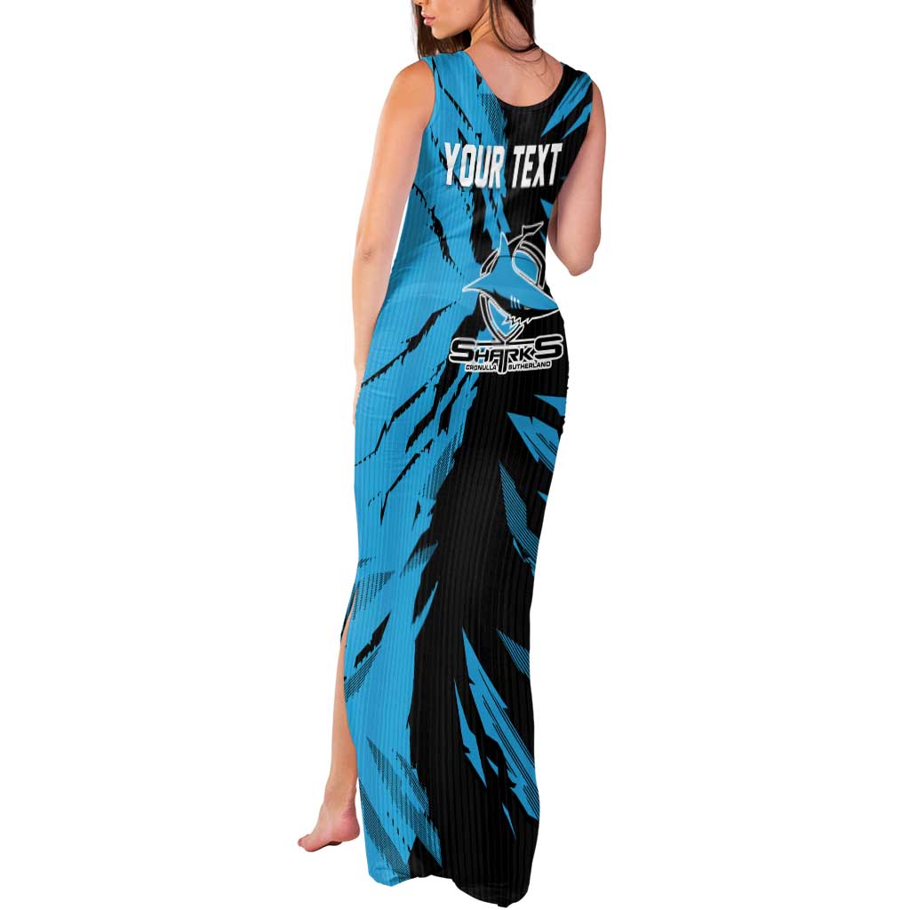 Personalized Cronulla Sharks Tank Maxi Dress Dynamic Lightning Mascot Rugby Australia