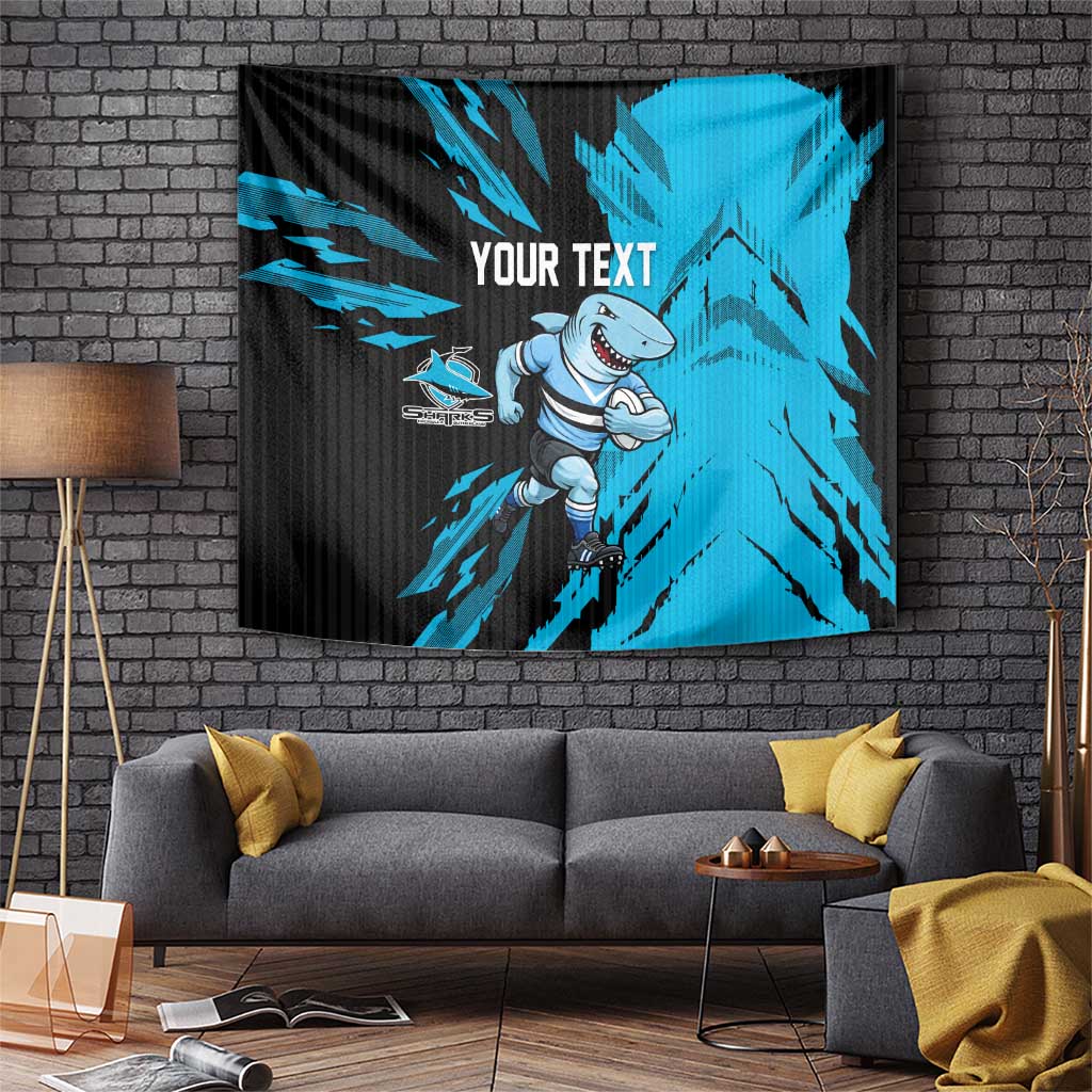 Personalized Cronulla Sharks Tapestry Dynamic Lightning Mascot Rugby Australia